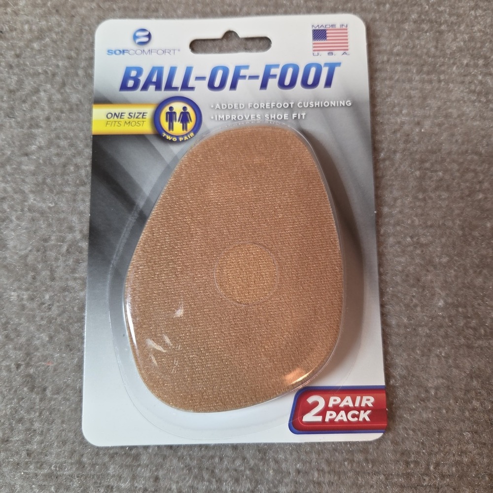 Sof Comfort Ball-of-Foot Cushions 2 Pair Pack Tan Forefoot Shoe Pads One Size